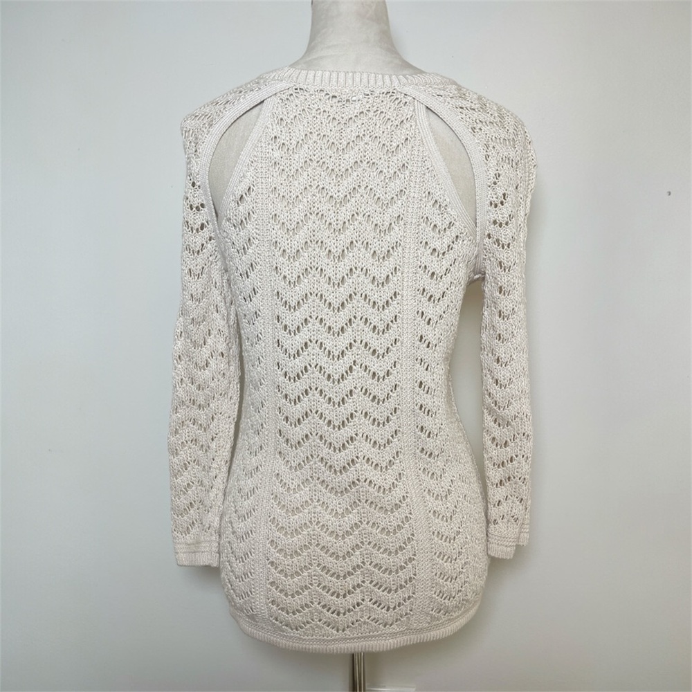 Club Monaco Cream Open Knit Woven Pullover Sweater XS - Picture 3 of 8